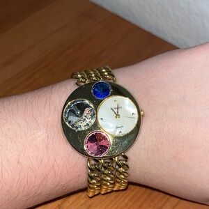 YVES LAFFOND watch with 3 large Swarovski rhinestones